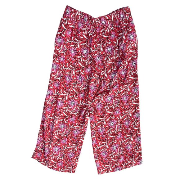Loft Fluid Wide Leg Crop Pants Spring Bloom Pink Red XS Extra Small - Picture 2 of 5
